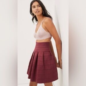 Anthropologie Girl From Savoy Deep Red Scalloped Midi Skirt